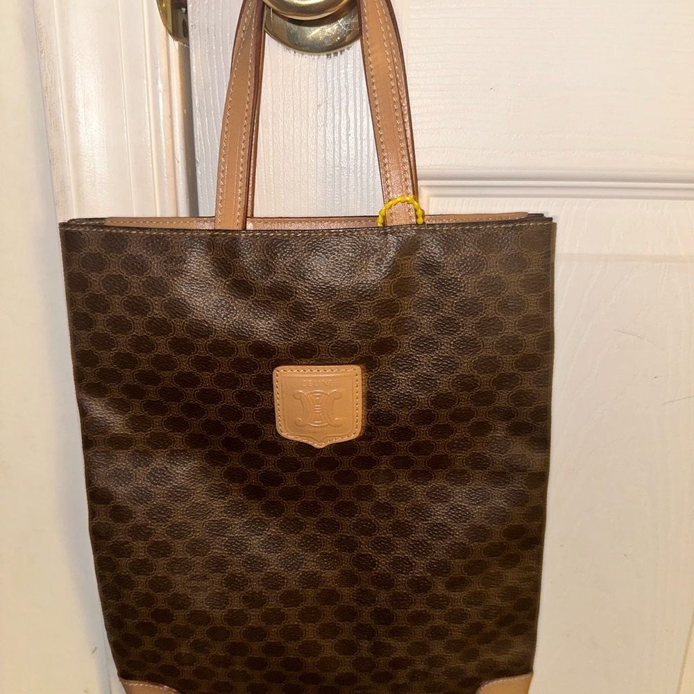 Celine Dark Brown Tote with Tan Accents - Picture 3 of 13